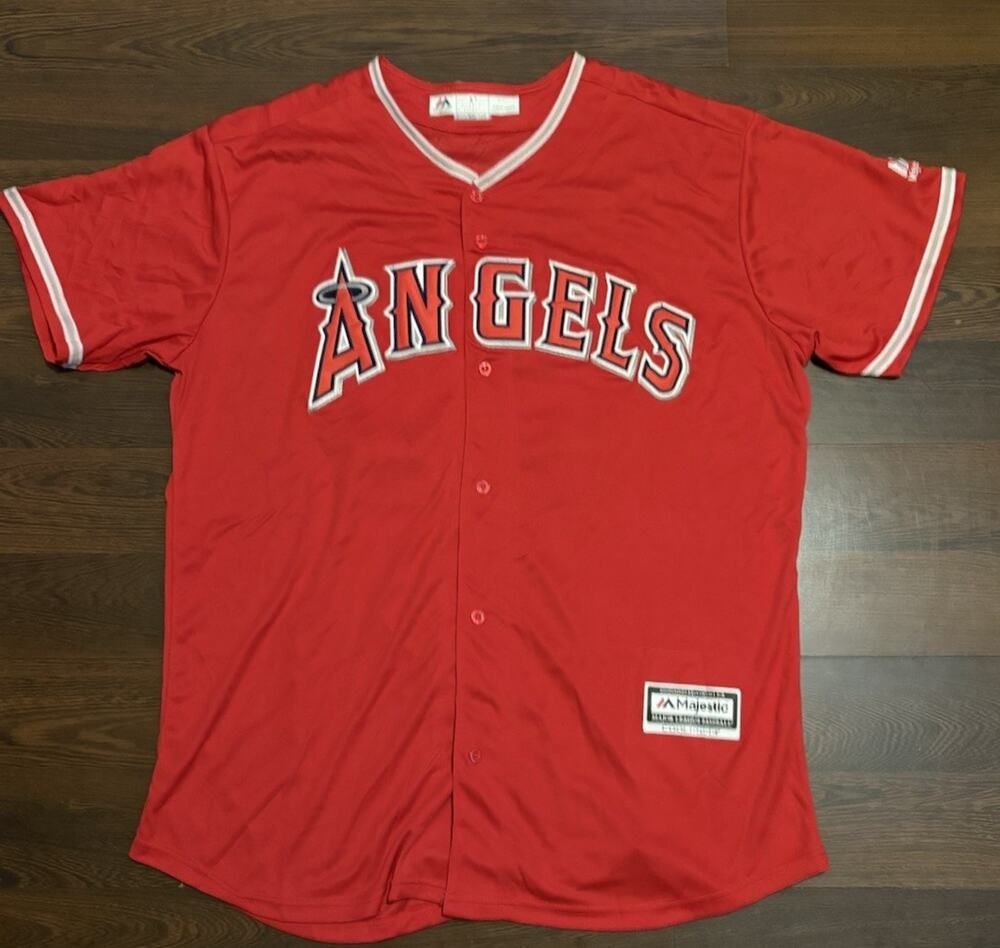 Majestic Cool Base Men's Red Los Angeles Angels Mike Trout Jersey Size XL